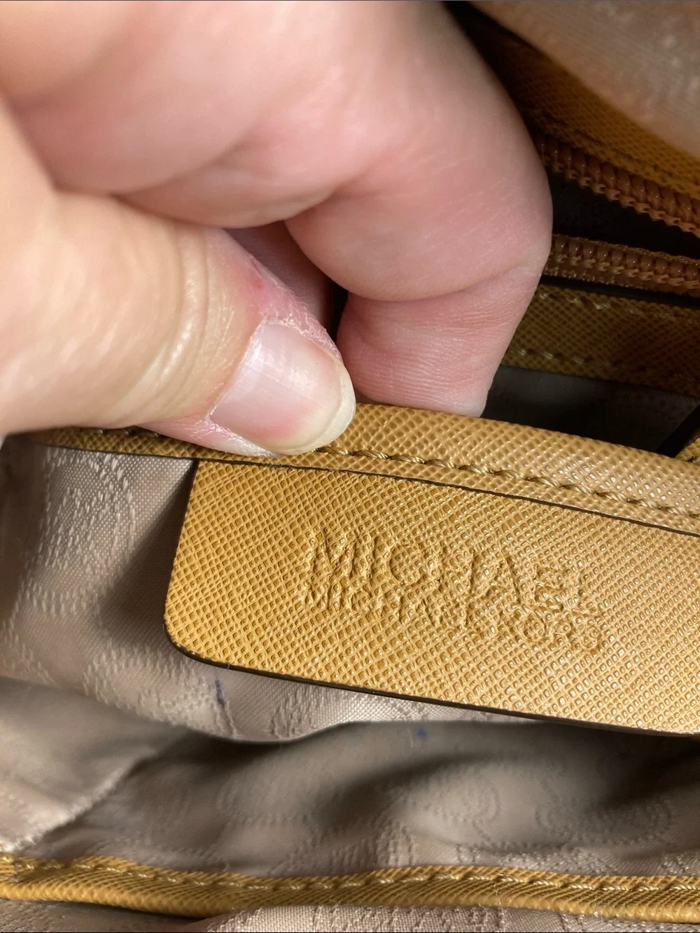 Michael Kors Saffiano Cindy Leather Dome Satchel in Mustard